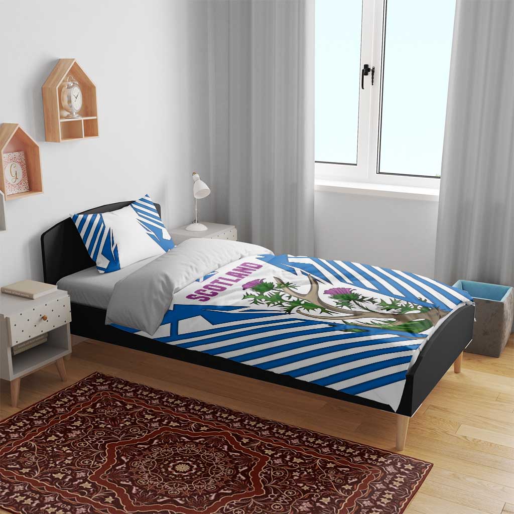 Scotland Thistle and Saltire Bedding Set with Blue and White National Design - Wonder Print Shop