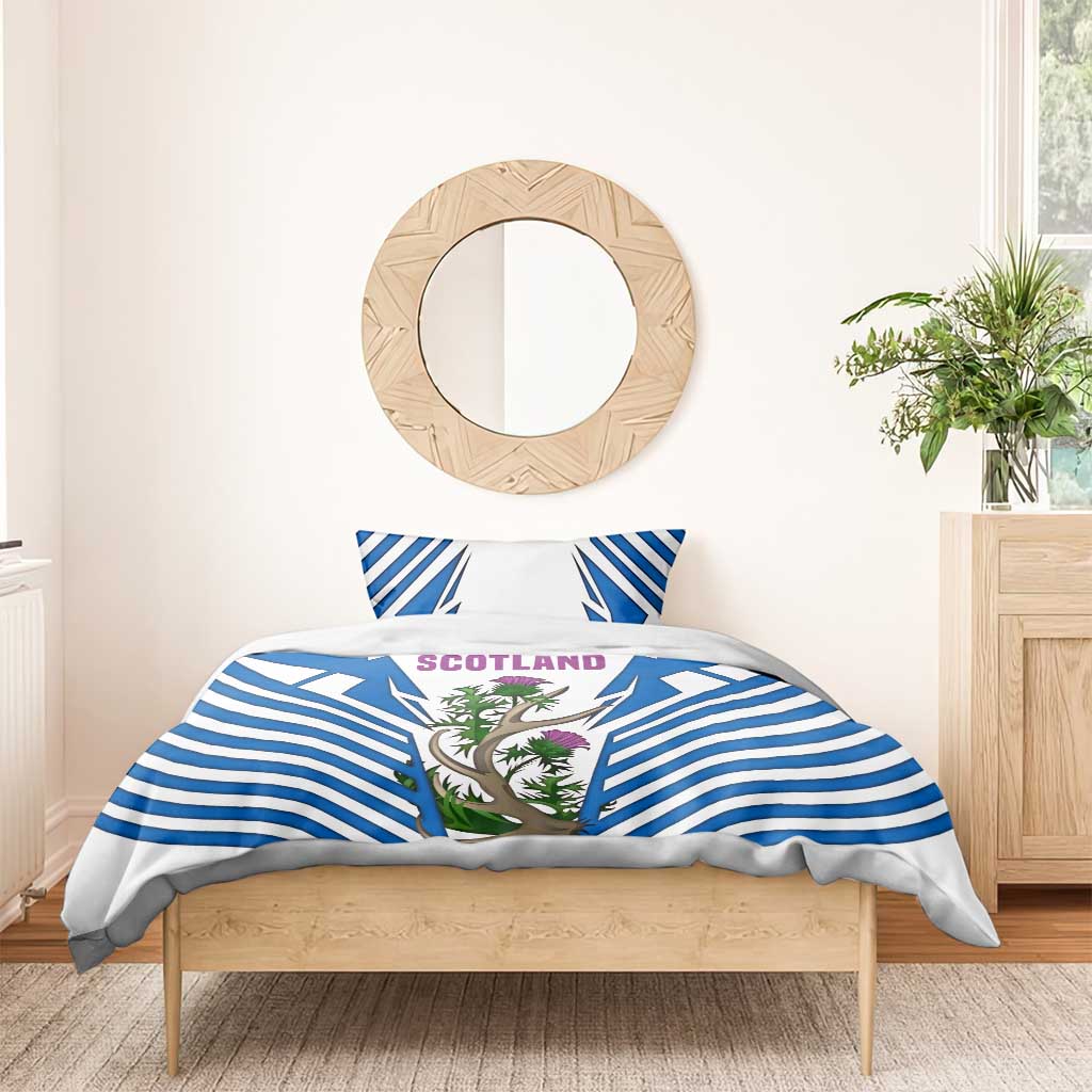 Scotland Thistle and Saltire Bedding Set with Blue and White National Design - Wonder Print Shop
