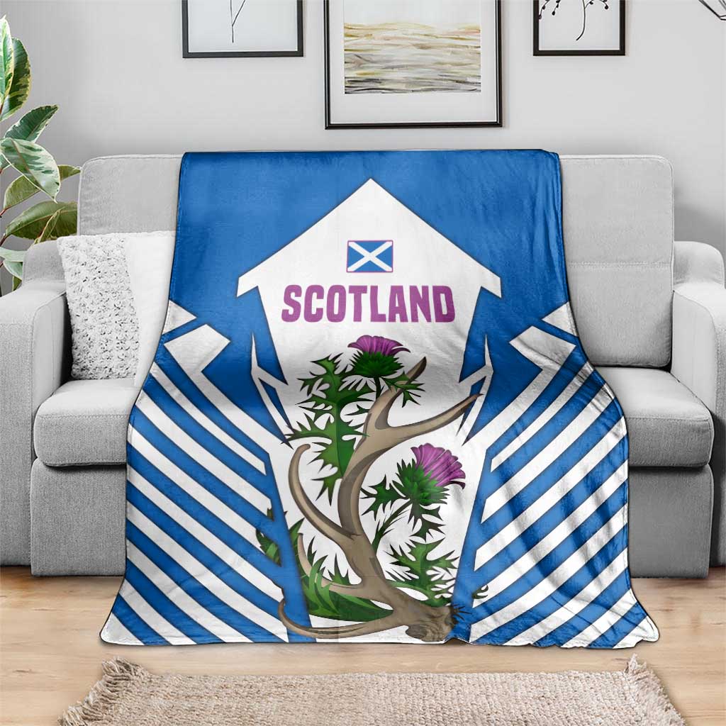 Scotland Thistle and Saltire Blanket with Blue and White National Design - Wonder Print Shop