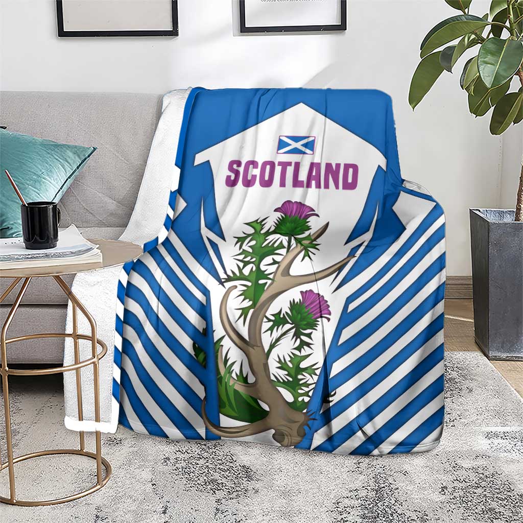 Scotland Thistle and Saltire Blanket with Blue and White National Design - Wonder Print Shop