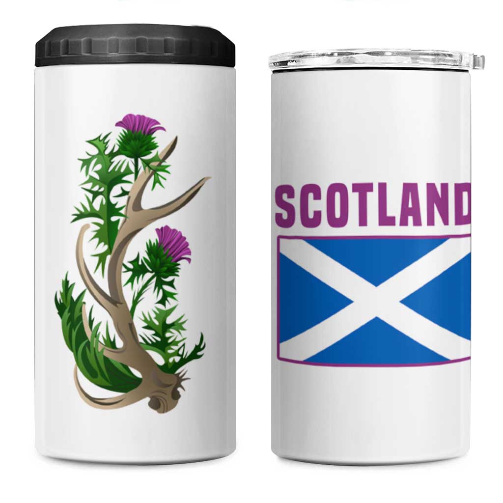 Scotland Thistle and Saltire 4 in 1 Can Cooler Tumbler with Blue and White National Design - Wonder Print Shop