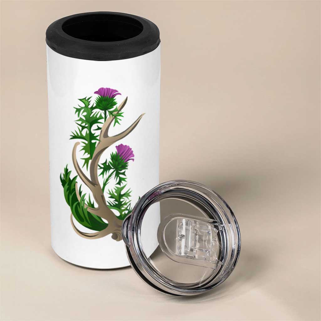 Scotland Thistle and Saltire 4 in 1 Can Cooler Tumbler with Blue and White National Design - Wonder Print Shop