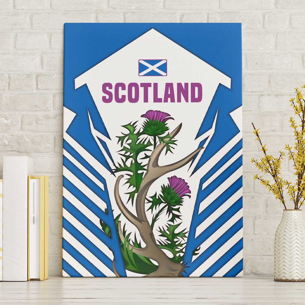 Scotland Thistle and Saltire Canvas Wall Art with Blue and White National Design - Wonder Print Shop