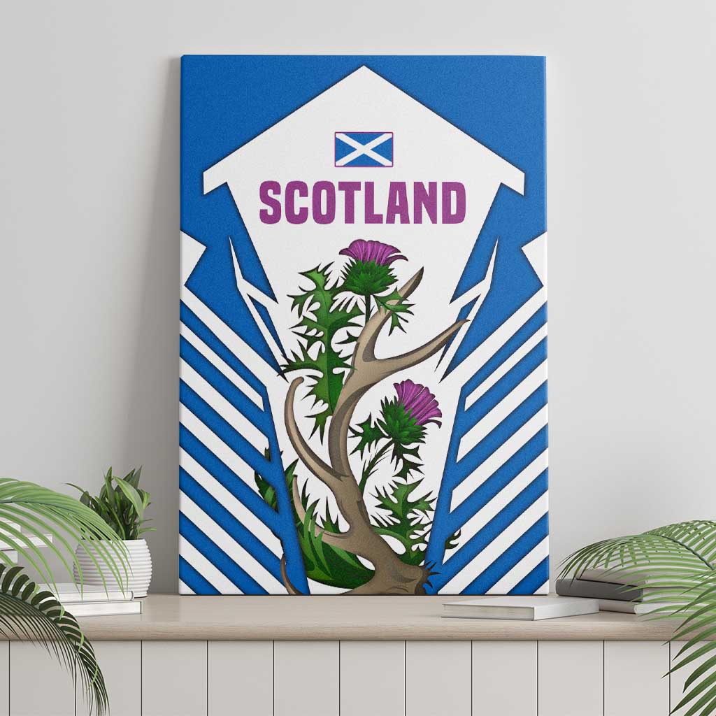 Scotland Thistle and Saltire Canvas Wall Art with Blue and White National Design - Wonder Print Shop