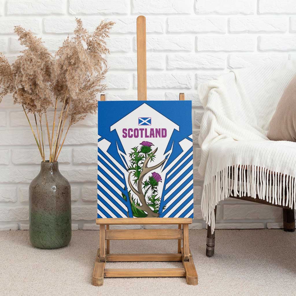Scotland Thistle and Saltire Canvas Wall Art with Blue and White National Design - Wonder Print Shop