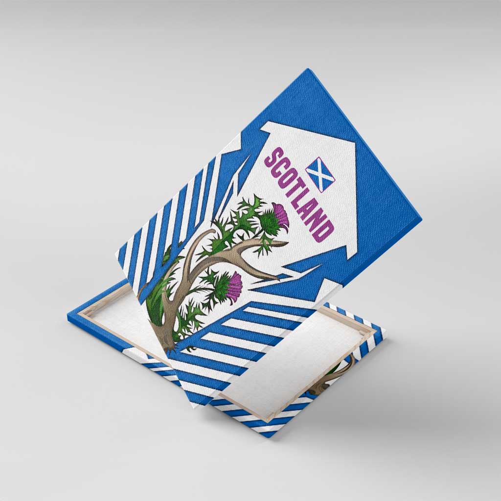 Scotland Thistle and Saltire Canvas Wall Art with Blue and White National Design - Wonder Print Shop