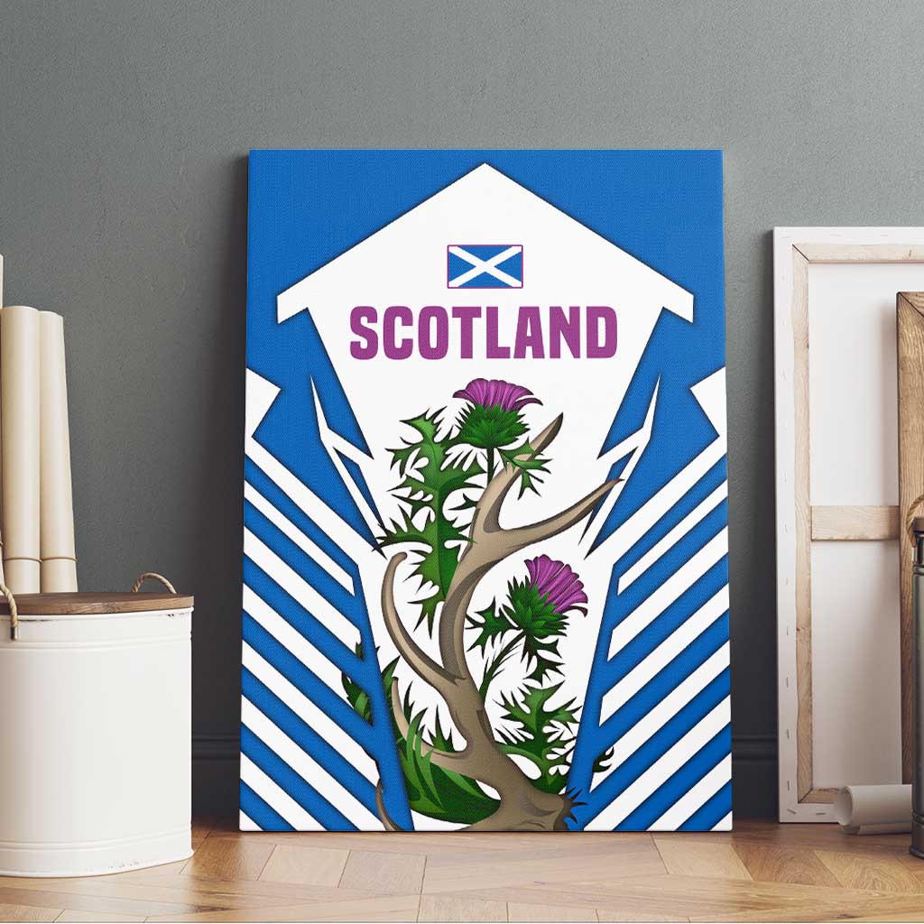 Scotland Thistle and Saltire Canvas Wall Art with Blue and White National Design - Wonder Print Shop