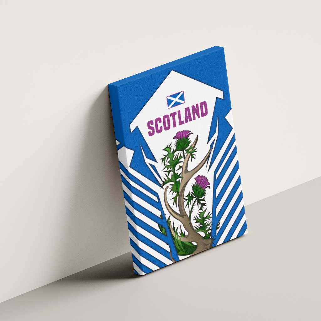 Scotland Thistle and Saltire Canvas Wall Art with Blue and White National Design - Wonder Print Shop