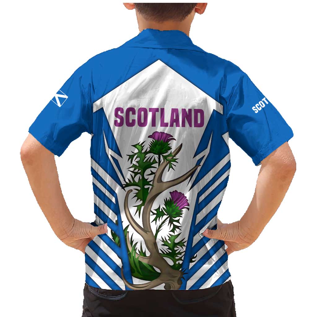 Scotland Thistle and Saltire Family Matching Mermaid Dress and Hawaiian Shirt with Blue and White National Design - Wonder Print Shop