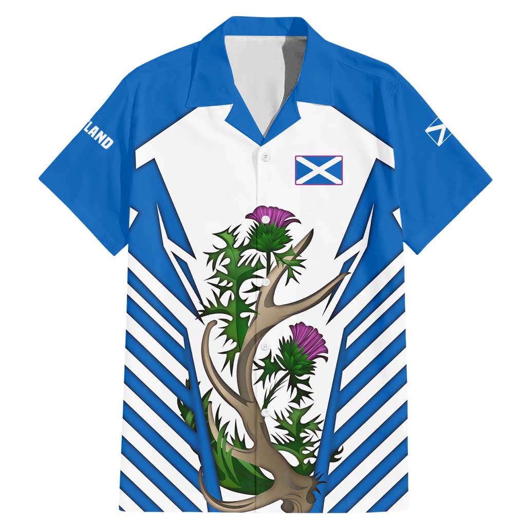 Scotland Thistle and Saltire Family Matching Mermaid Dress and Hawaiian Shirt with Blue and White National Design - Wonder Print Shop