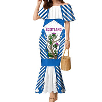 Scotland Thistle and Saltire Family Matching Mermaid Dress and Hawaiian Shirt with Blue and White National Design - Wonder Print Shop