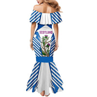 Scotland Thistle and Saltire Family Matching Mermaid Dress and Hawaiian Shirt with Blue and White National Design - Wonder Print Shop