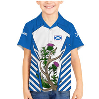 Scotland Thistle and Saltire Family Matching Mermaid Dress and Hawaiian Shirt with Blue and White National Design - Wonder Print Shop