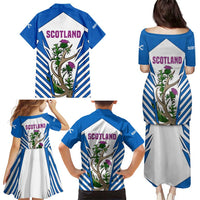 Scotland Thistle and Saltire Family Matching Puletasi and Hawaiian Shirt with Blue and White National Design - Wonder Print Shop