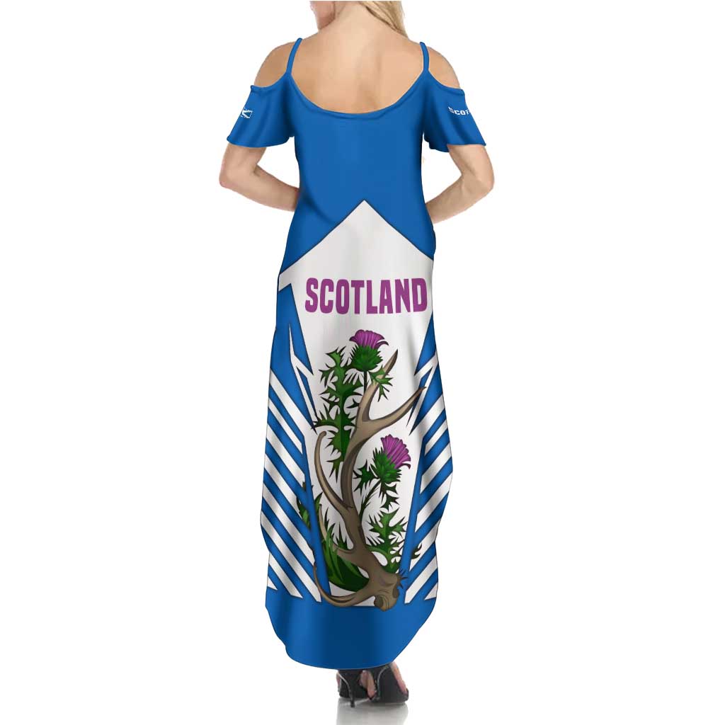 Scotland Thistle and Saltire Family Matching Summer Maxi Dress and Hawaiian Shirt with Blue and White National Design - Wonder Print Shop
