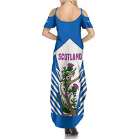 Scotland Thistle and Saltire Family Matching Summer Maxi Dress and Hawaiian Shirt with Blue and White National Design - Wonder Print Shop