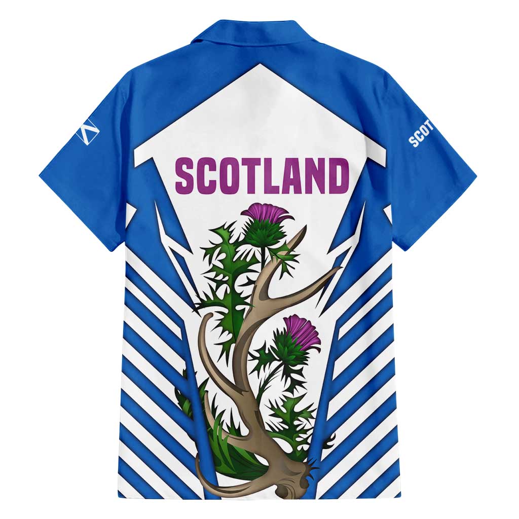 Scotland Thistle and Saltire Family Matching Tank Maxi Dress and Hawaiian Shirt with Blue and White National Design - Wonder Print Shop