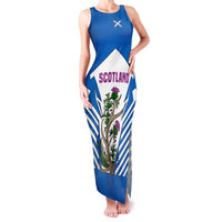 Scotland Thistle and Saltire Family Matching Tank Maxi Dress and Hawaiian Shirt with Blue and White National Design - Wonder Print Shop