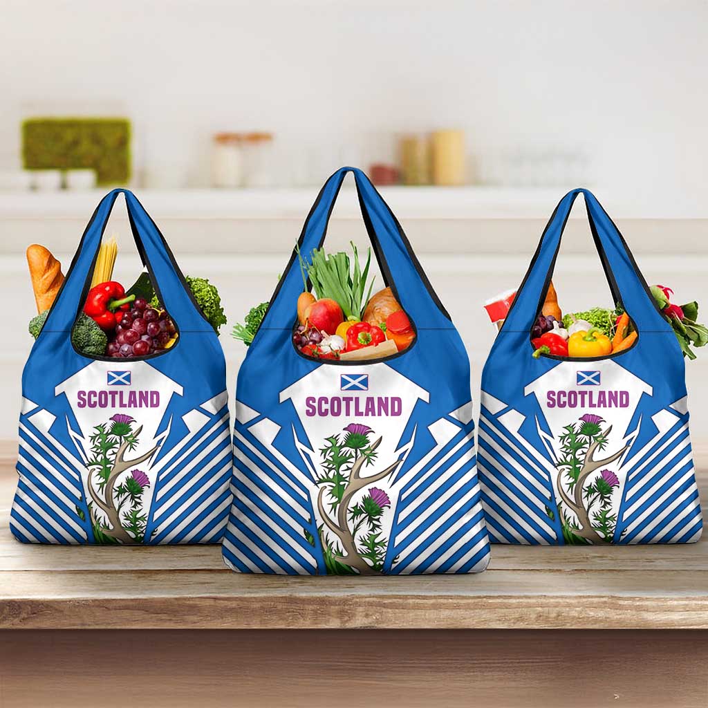 Scotland Thistle and Saltire Grocery Bag with Blue and White National Design - Wonder Print Shop