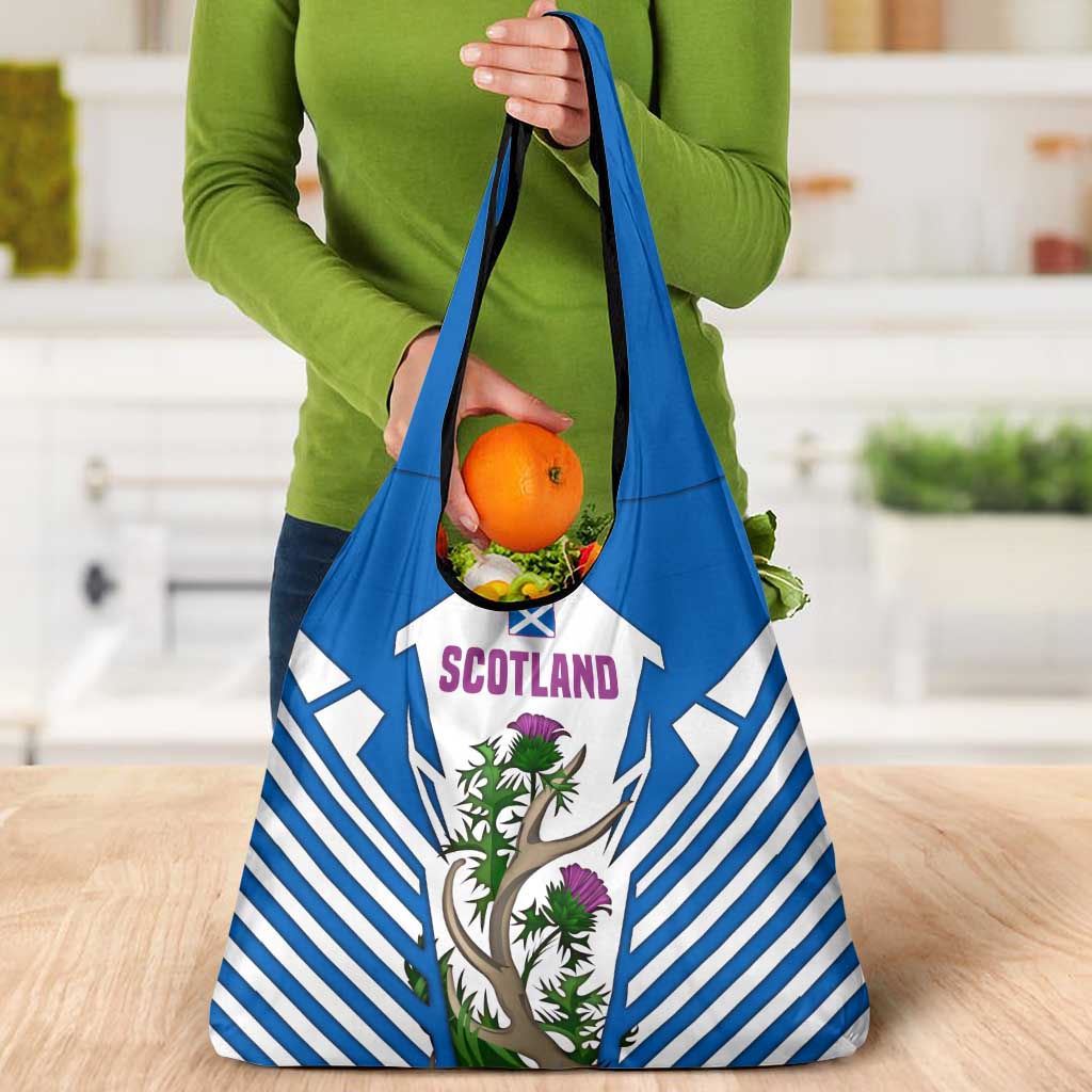 Scotland Thistle and Saltire Grocery Bag with Blue and White National Design - Wonder Print Shop
