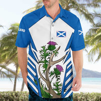 Scotland Thistle and Saltire Hawaiian Shirt with Blue and White National Design - Wonder Print Shop