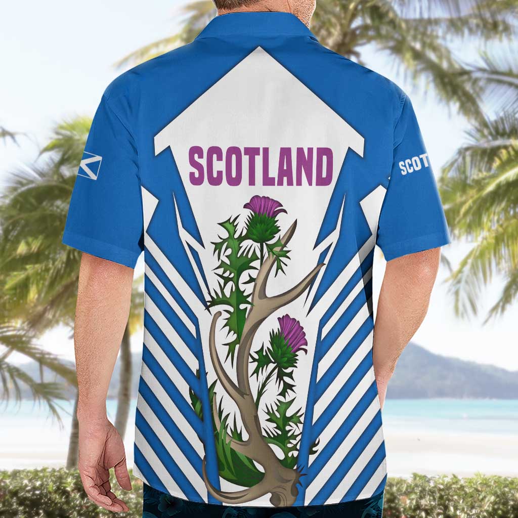 Scotland Thistle and Saltire Hawaiian Shirt with Blue and White National Design - Wonder Print Shop