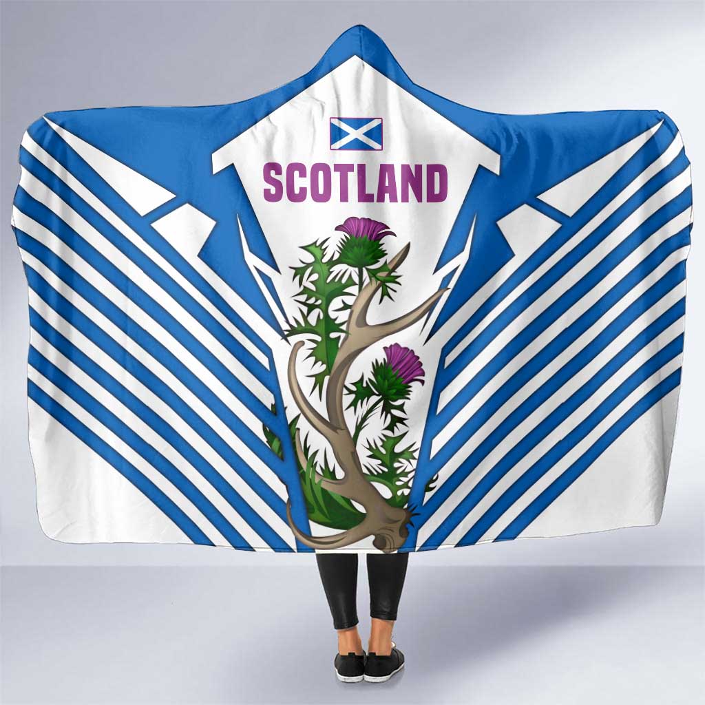 Scotland Thistle and Saltire Hooded Blanket with Blue and White National Design - Wonder Print Shop