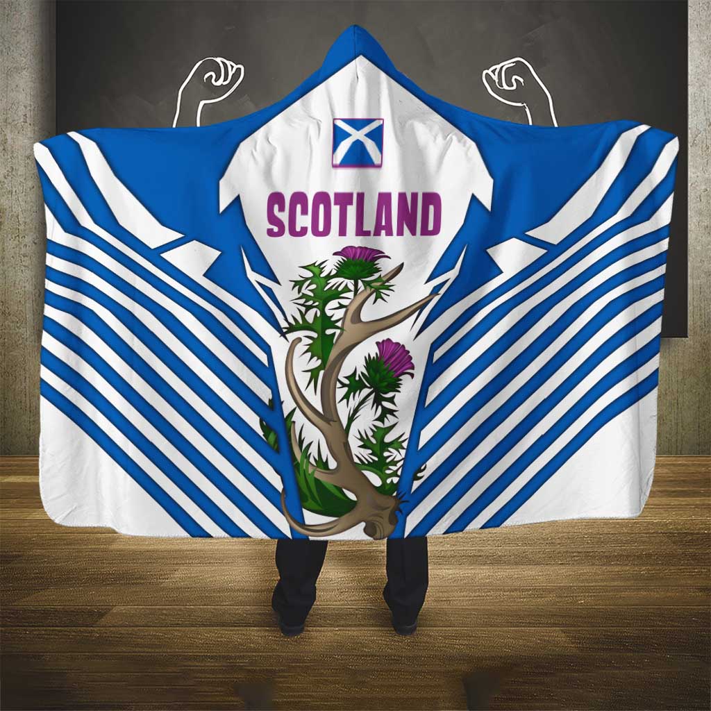 Scotland Thistle and Saltire Hooded Blanket with Blue and White National Design - Wonder Print Shop