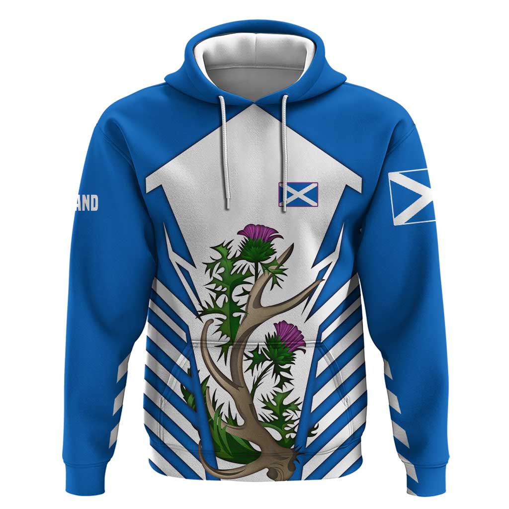 Scotland Thistle and Saltire Hoodie with Blue and White National Design - Wonder Print Shop