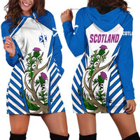 Scotland Thistle and Saltire Hoodie Dress with Blue and White National Design - Wonder Print Shop