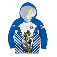 Scotland Thistle and Saltire Kid Hoodie with Blue and White National Design - Wonder Print Shop