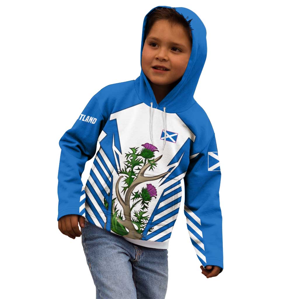 Scotland Thistle and Saltire Kid Hoodie with Blue and White National Design - Wonder Print Shop