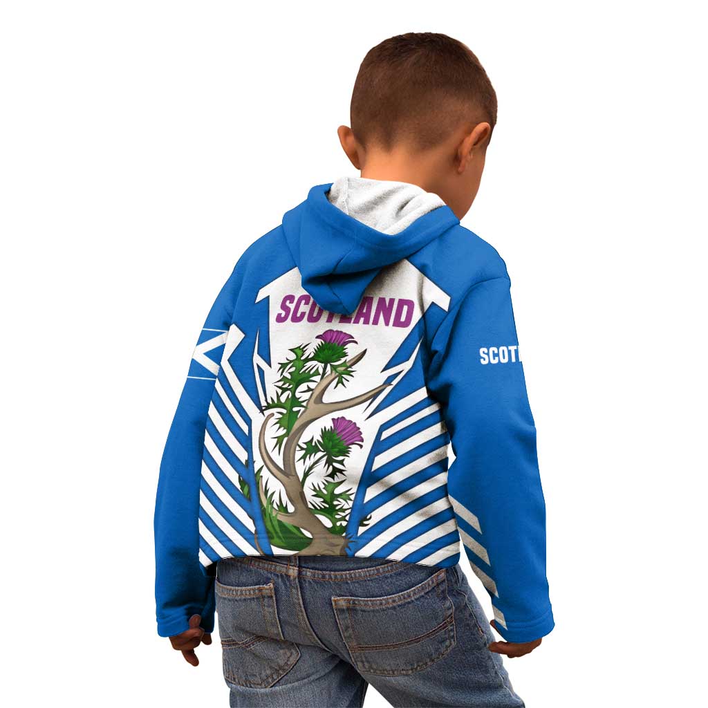 Scotland Thistle and Saltire Kid Hoodie with Blue and White National Design - Wonder Print Shop