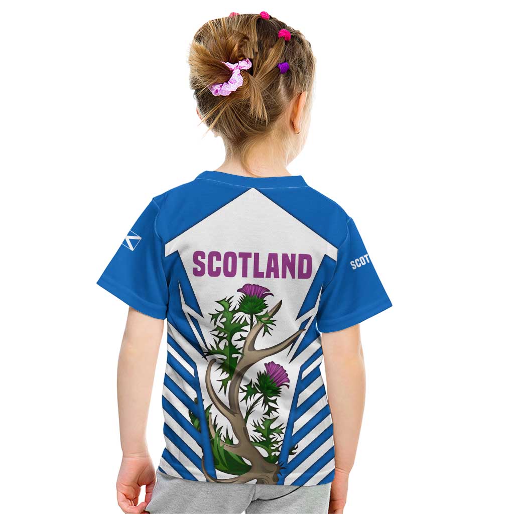 Scotland Thistle and Saltire Kid T Shirt with Blue and White National Design - Wonder Print Shop