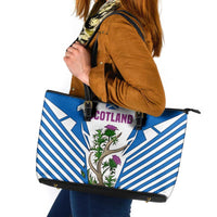Scotland Thistle and Saltire Leather Tote Bag with Blue and White National Design - Wonder Print Shop
