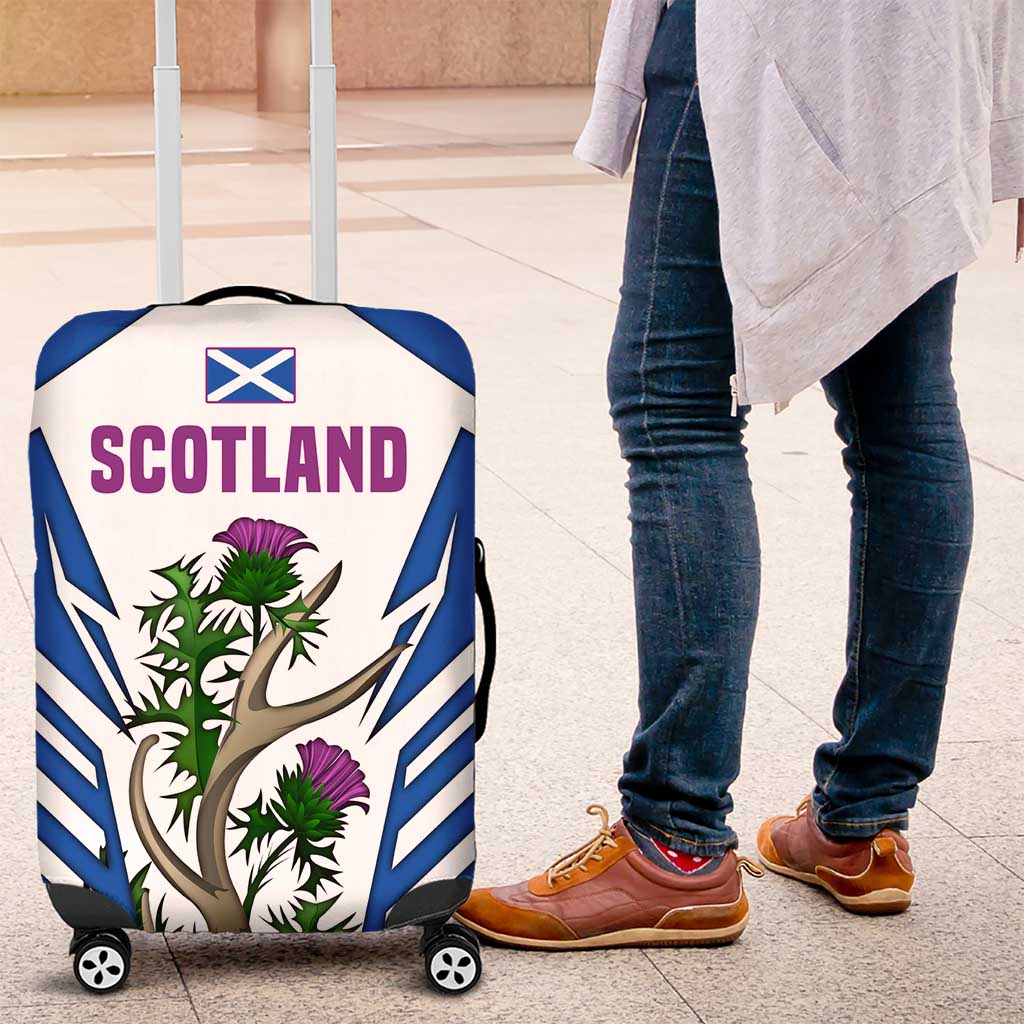 Scotland Thistle and Saltire Luggage Cover with Blue and White National Design - Wonder Print Shop