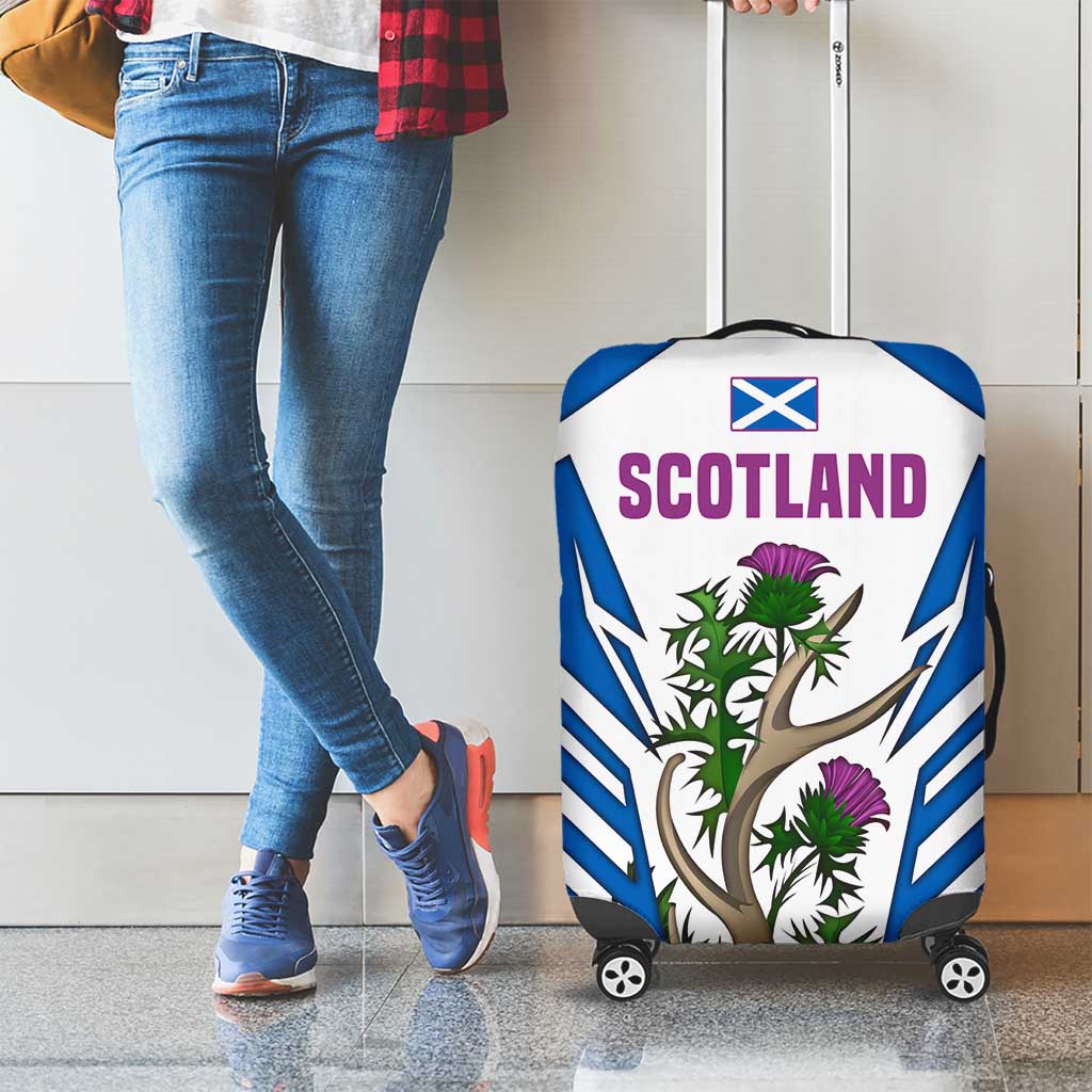 Scotland Thistle and Saltire Luggage Cover with Blue and White National Design - Wonder Print Shop