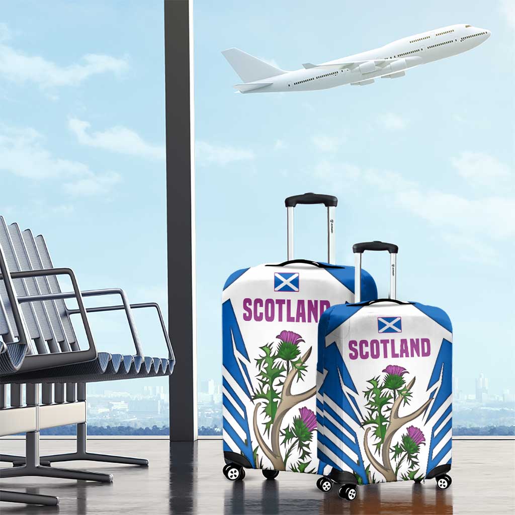Scotland Thistle and Saltire Luggage Cover with Blue and White National Design - Wonder Print Shop