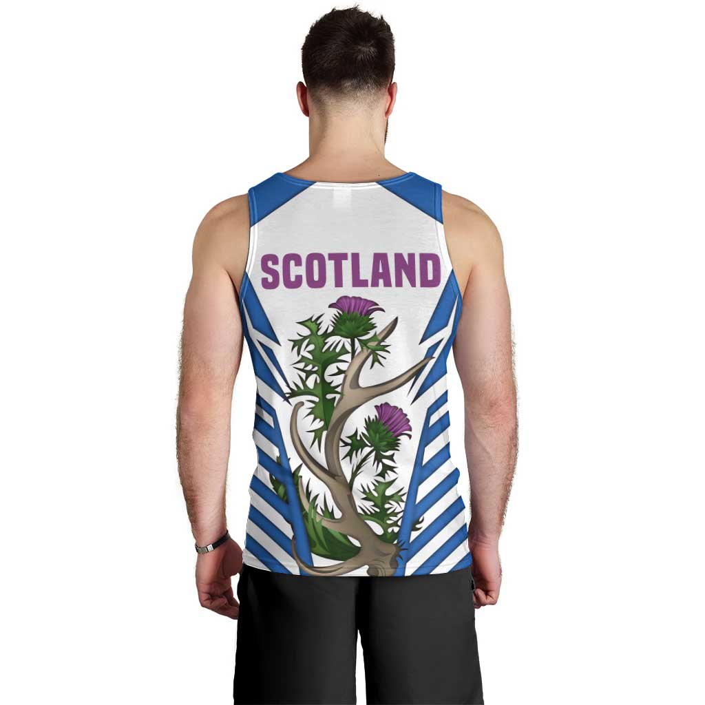 Scotland Thistle and Saltire Men Tank Top with Blue and White National Design - Wonder Print Shop