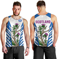 Scotland Thistle and Saltire Men Tank Top with Blue and White National Design - Wonder Print Shop