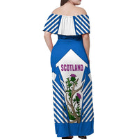 Scotland Thistle and Saltire Off Shoulder Maxi Dress with Blue and White National Design - Wonder Print Shop