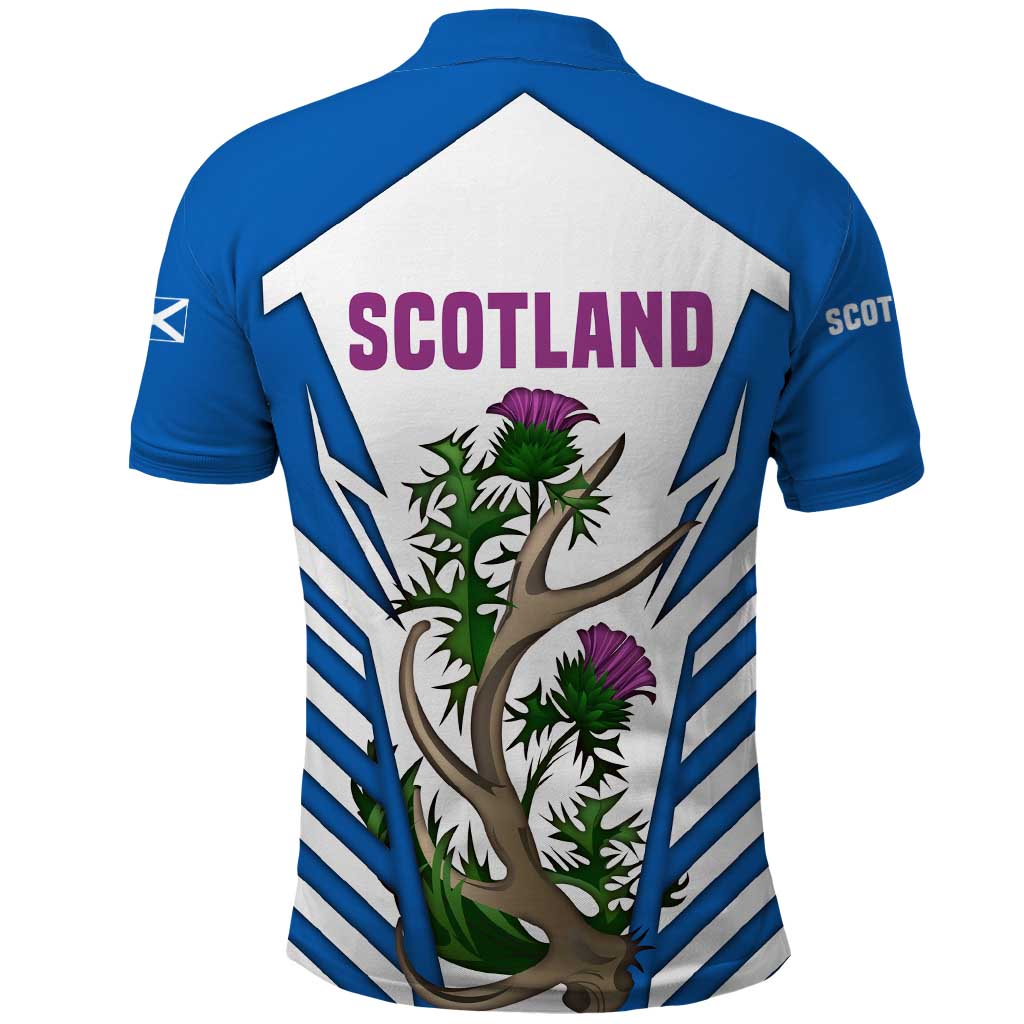 Scotland Thistle and Saltire Polo Shirt with Blue and White National Design - Wonder Print Shop