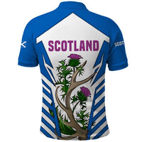 Scotland Thistle and Saltire Polo Shirt with Blue and White National Design - Wonder Print Shop