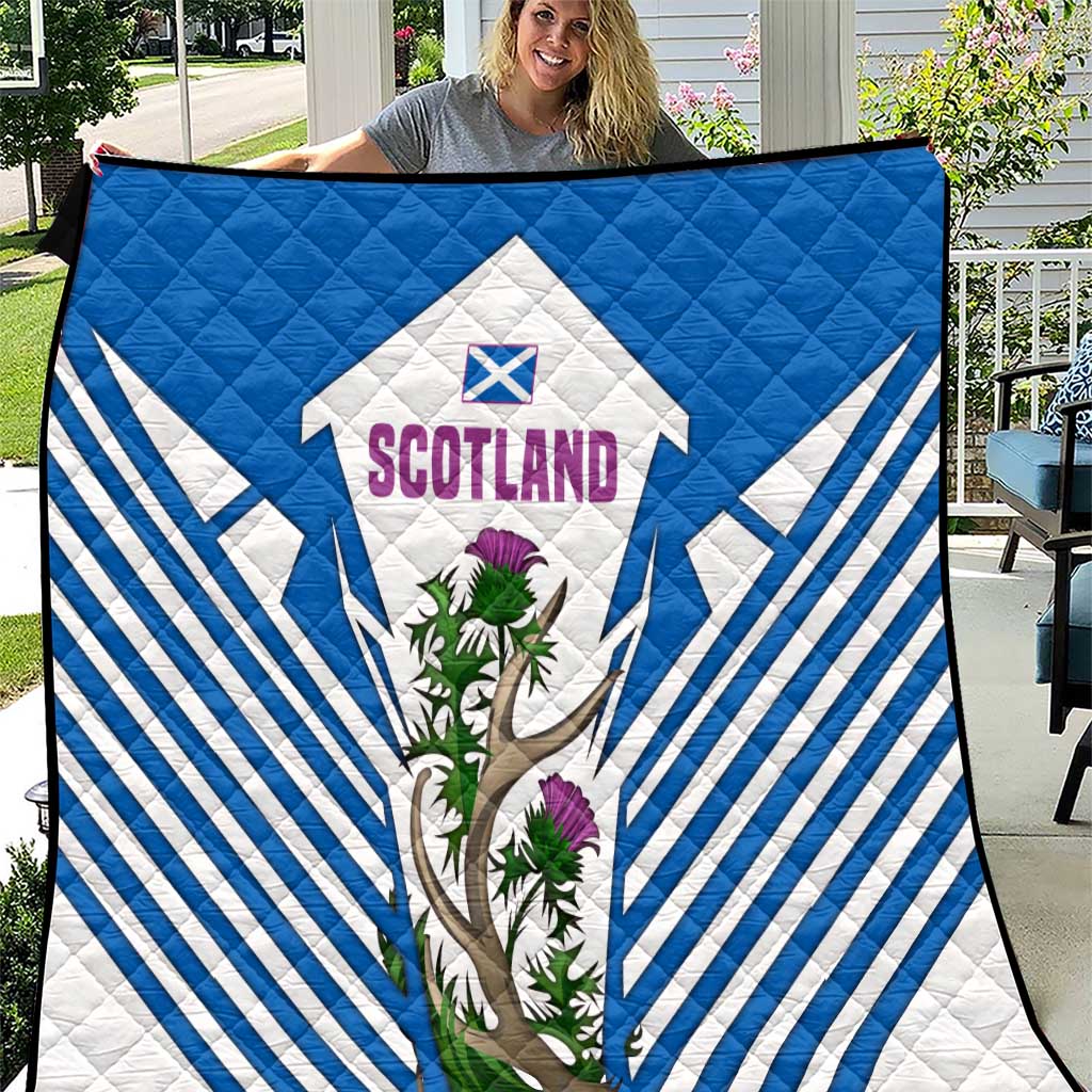 Scotland Thistle and Saltire Quilt with Blue and White National Design - Wonder Print Shop