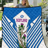 Scotland Thistle and Saltire Quilt with Blue and White National Design - Wonder Print Shop