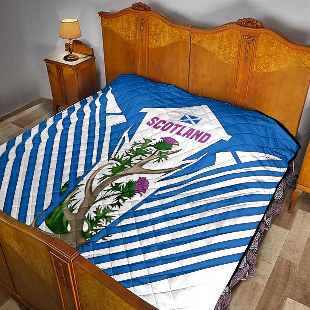 Scotland Thistle and Saltire Quilt with Blue and White National Design - Wonder Print Shop