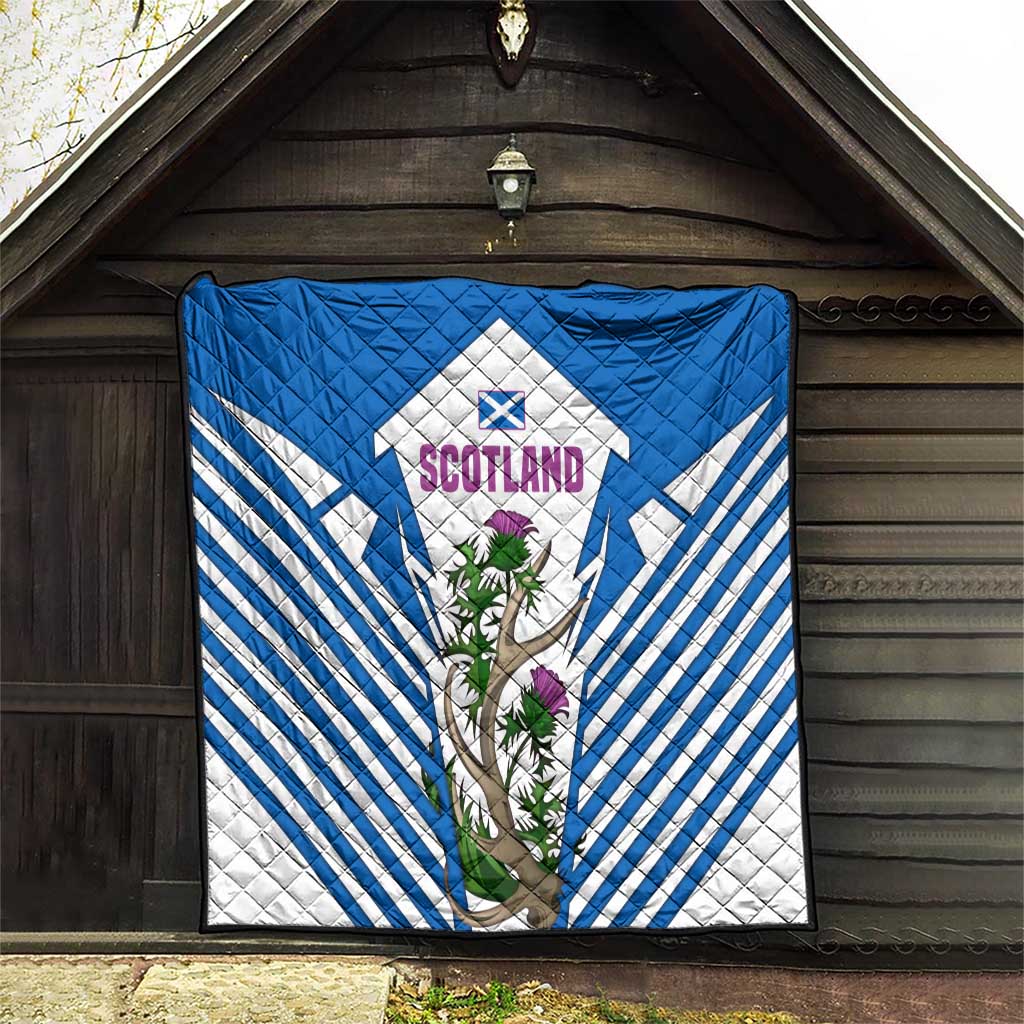 Scotland Thistle and Saltire Quilt with Blue and White National Design - Wonder Print Shop