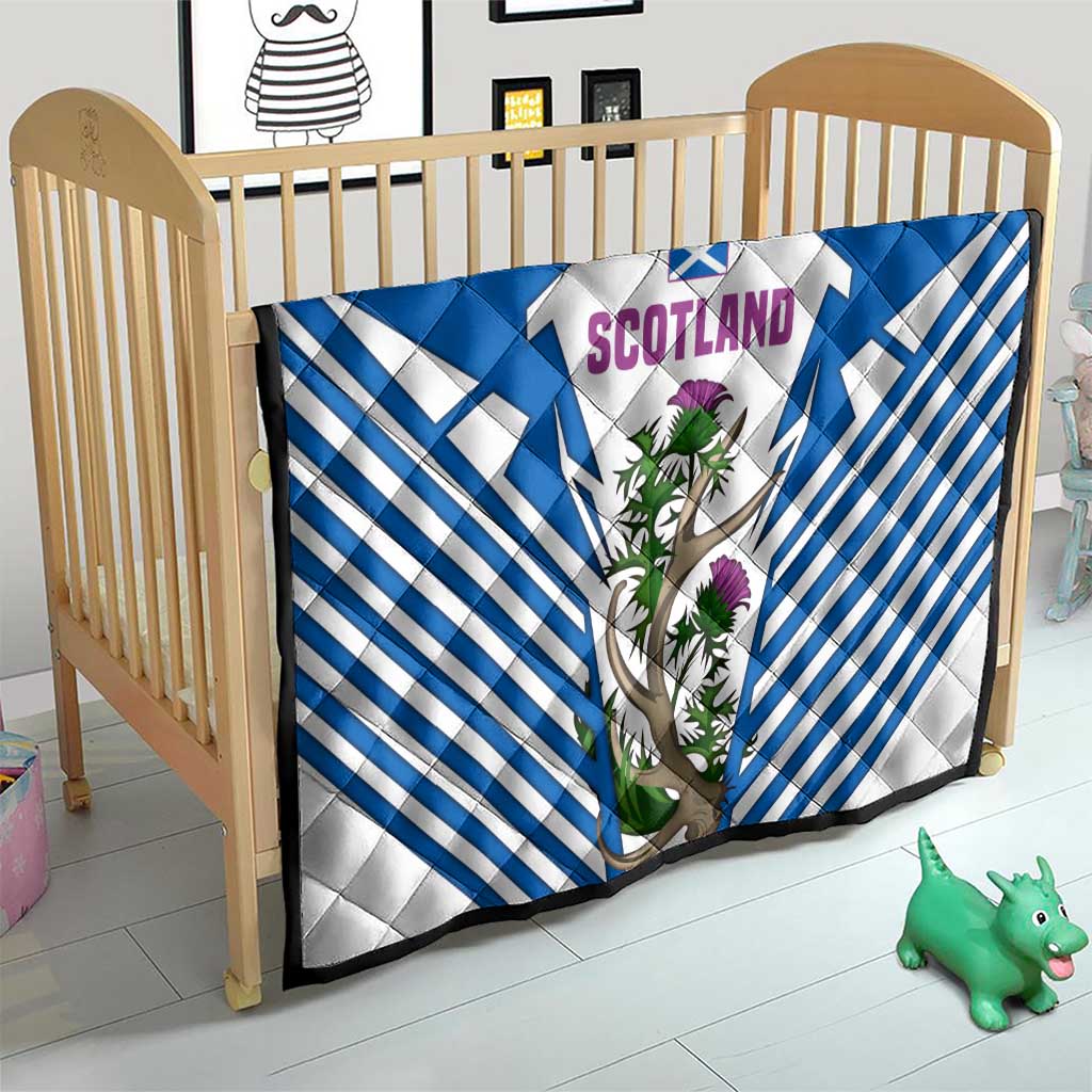 Scotland Thistle and Saltire Quilt with Blue and White National Design - Wonder Print Shop