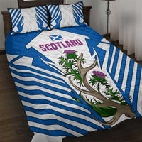 Scotland Thistle and Saltire Quilt Bed Set with Blue and White National Design - Wonder Print Shop