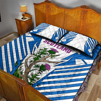 Scotland Thistle and Saltire Quilt Bed Set with Blue and White National Design - Wonder Print Shop